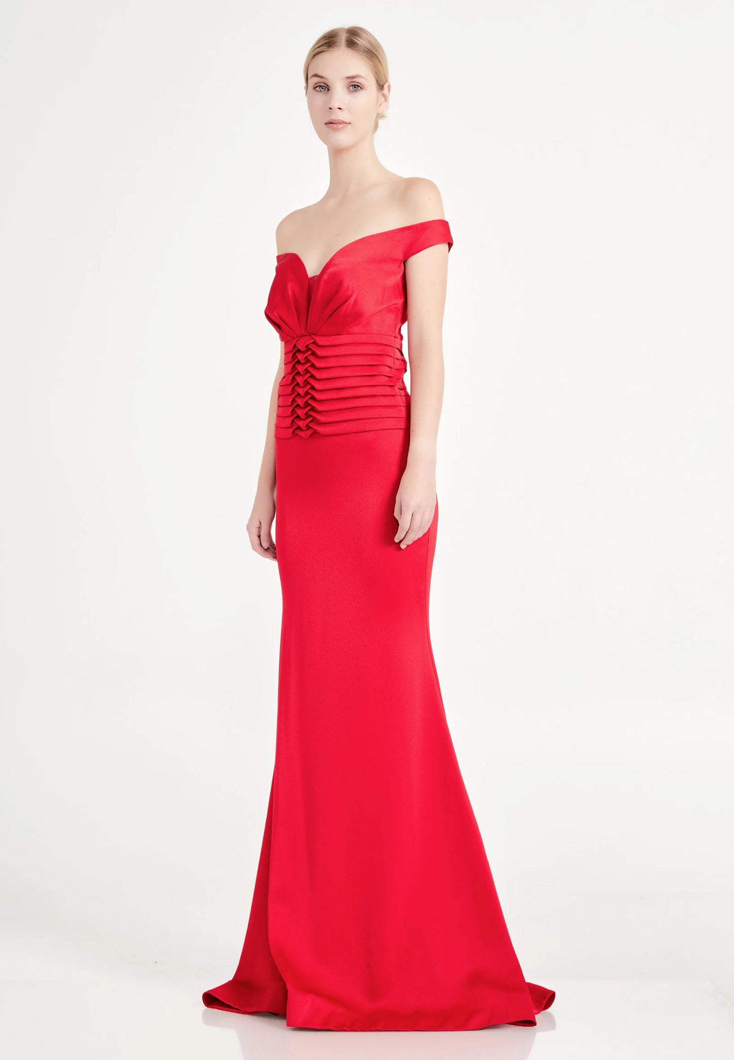 Off Shoulder Maxi Crepe Mermaid Regular Evening Dress Unit Price: €22