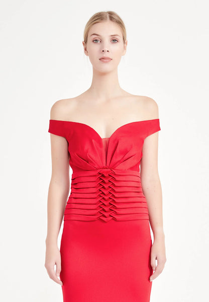 Off Shoulder Maxi Crepe Mermaid Regular Evening Dress Unit Price: €22