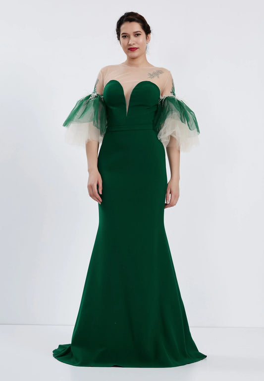 Short Sleeve Maxi Tulle Mermaid Regular Prom Dress Unit Price: €47