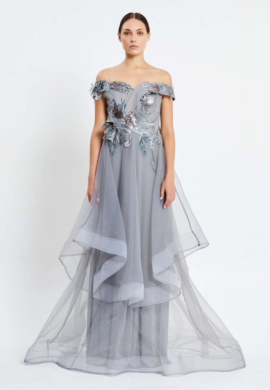 Off Shoulder Maxi Tulle Gown Regular Prom Dress Unit Price: €35