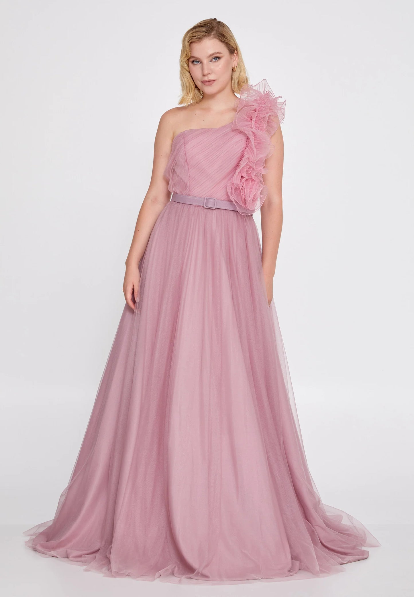 One Shoulder Maxi Tulle A - Line Regular Prom Dress Unit Price: €52