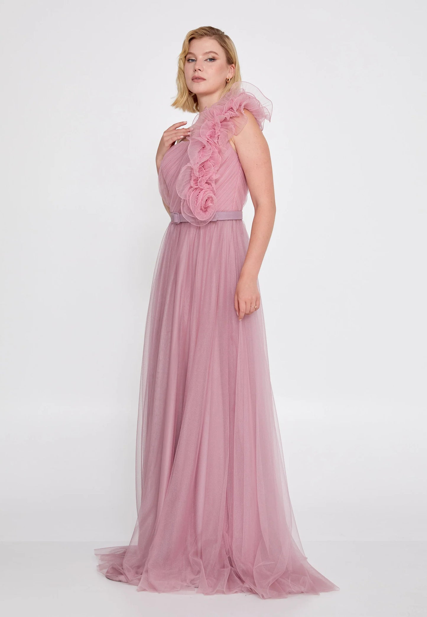 One Shoulder Maxi Tulle A - Line Regular Prom Dress Unit Price: €52