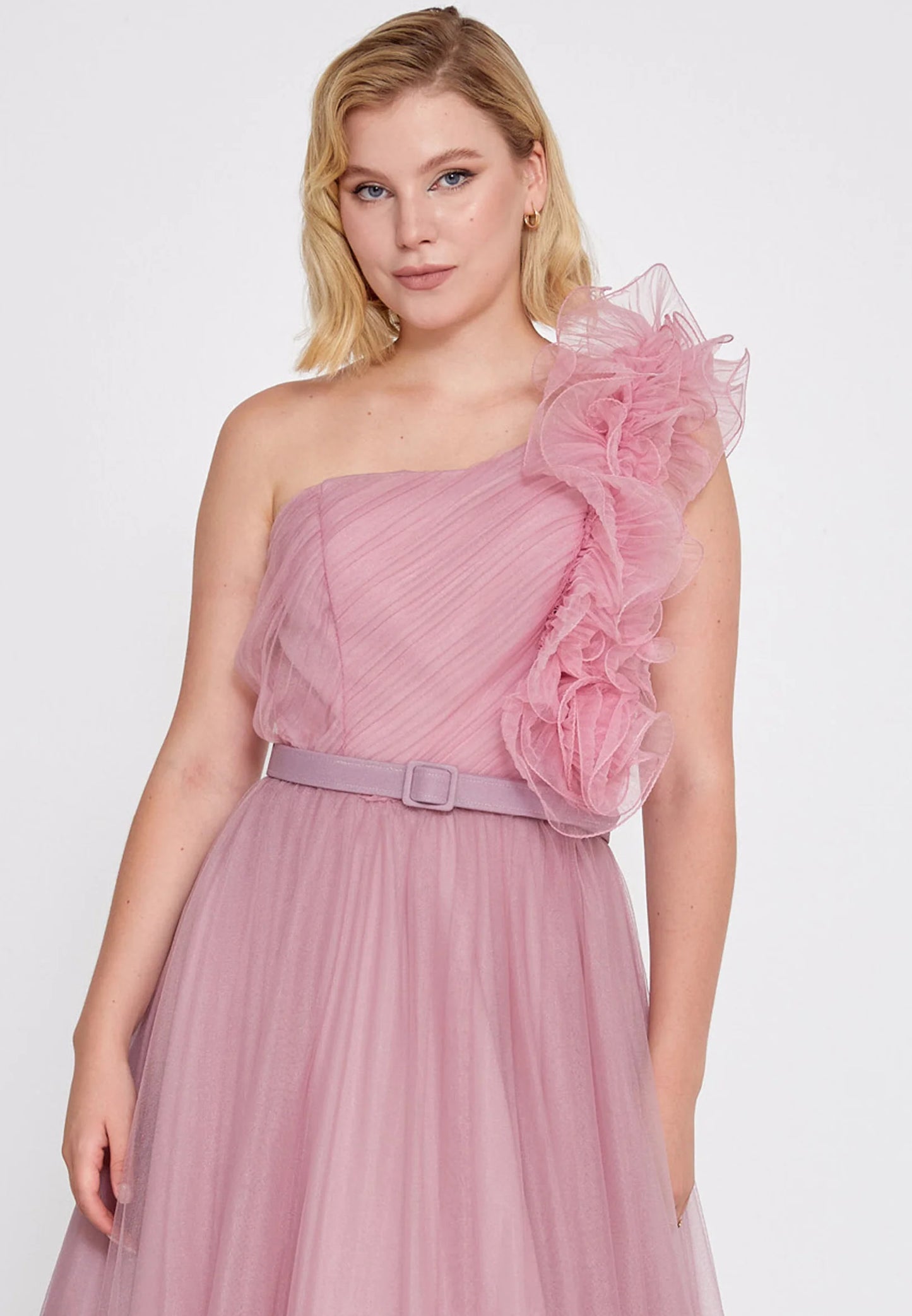 One Shoulder Maxi Tulle A - Line Regular Prom Dress Unit Price: €52