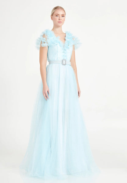 Sleeveless Maxi Tulle A - Line Regular Prom Dress Unit Price: €52