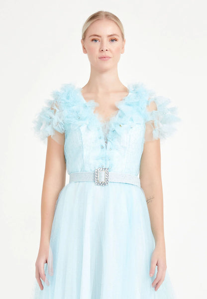 Sleeveless Maxi Tulle A - Line Regular Prom Dress Unit Price: €52