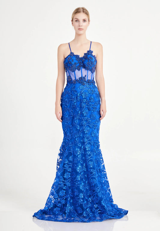 Sleeveless Maxi Tulle Mermaid Regular Evening Dress Unit Price: €35