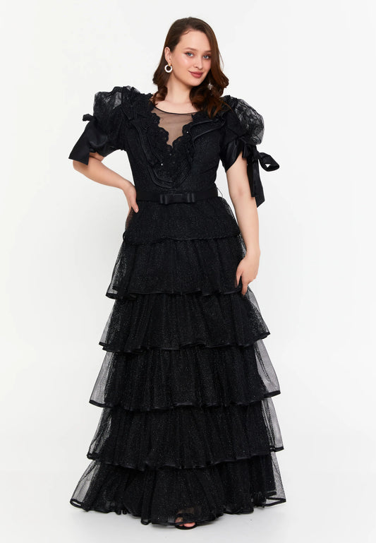 Short Sleeve Maxi Lace A - Line Plus Size Prom Dress Unit Price: €85