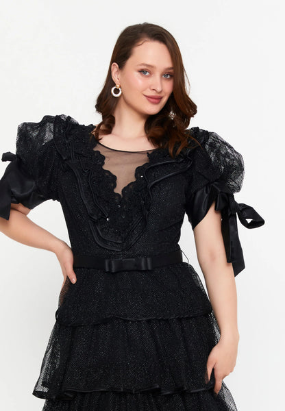 Short Sleeve Maxi Lace A - Line Plus Size Prom Dress Unit Price: €85