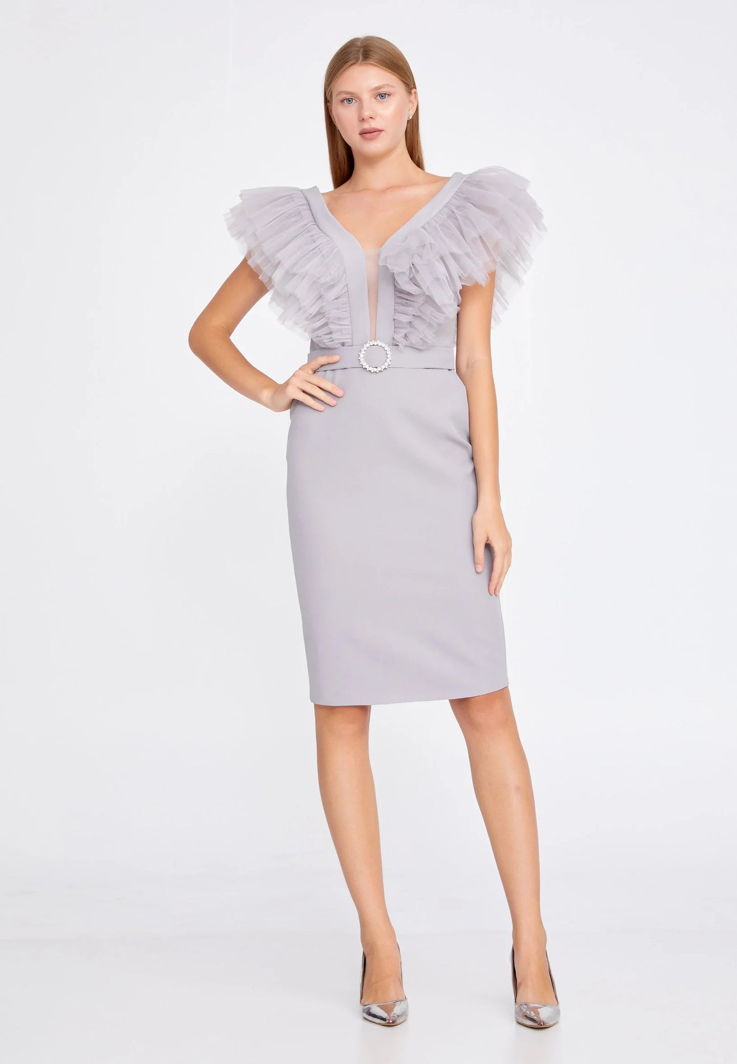 Sleeveless Mini Crepe Column Regular Wedding Guest Dress Unit Price: €35