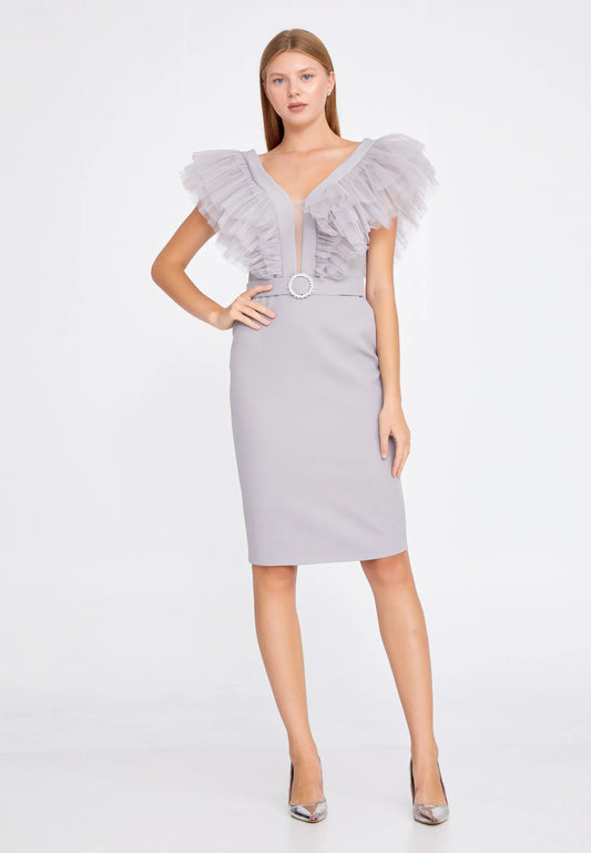 Sleeveless Mini Crepe Column Regular Wedding Guest Dress Unit Price: €35