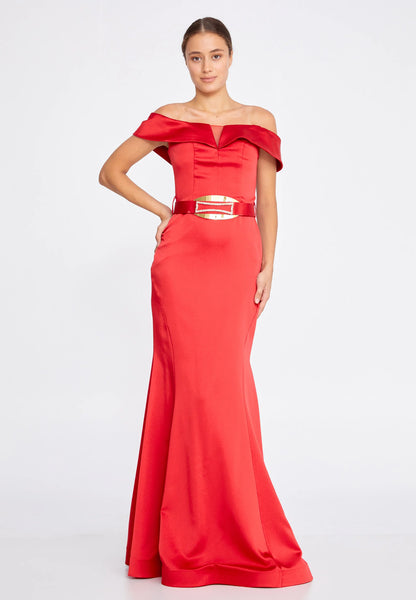Off Shoulder Maxi Satin Mermaid Regular Wedding Guest Dress Unit Price: €37
