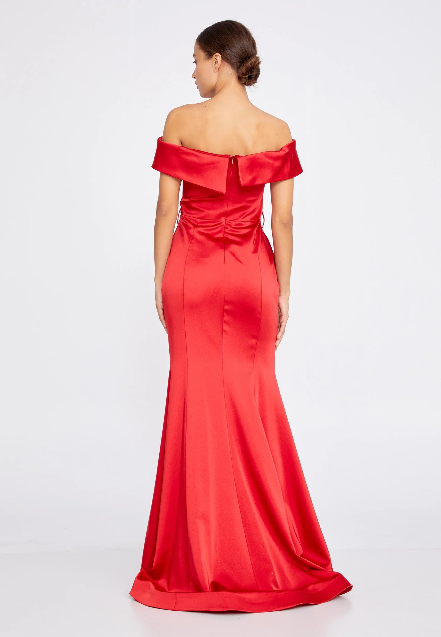 Off Shoulder Maxi Satin Mermaid Regular Wedding Guest Dress Unit Price: €37
