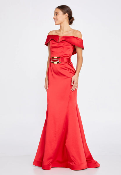 Off Shoulder Maxi Satin Mermaid Regular Wedding Guest Dress Unit Price: €37