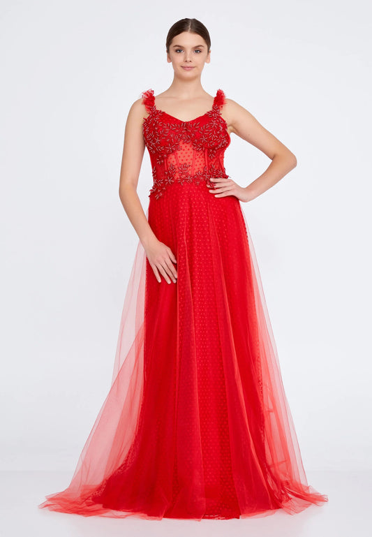 Sleeveless Maxi Tulle A - Line Regular Prom Dress Unit Price: €35