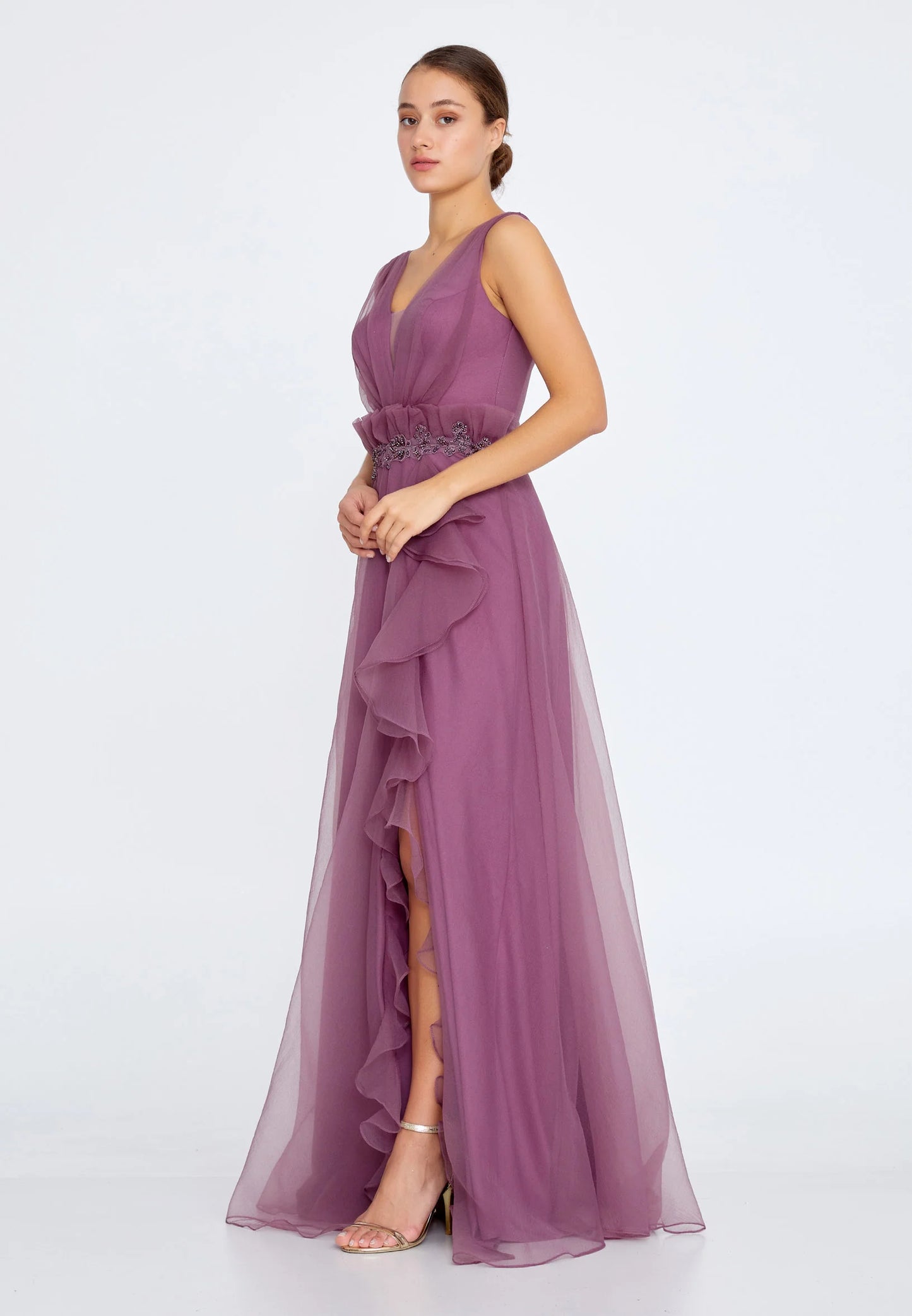 Sleeveless Maxi Tulle A - Line Regular Prom Dress Unit Price: €42