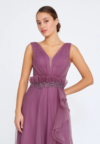 Sleeveless Maxi Tulle A - Line Regular Prom Dress Unit Price: €42