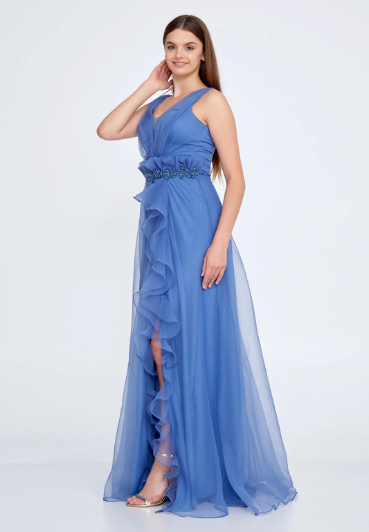 Sleeveless Maxi Tulle A - Line Regular Prom Dress Unit Price: €42