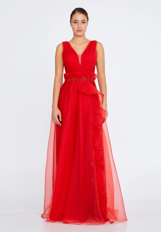 Sleeveless Maxi Tulle A - Line Regular Prom Dress Unit Price: €42