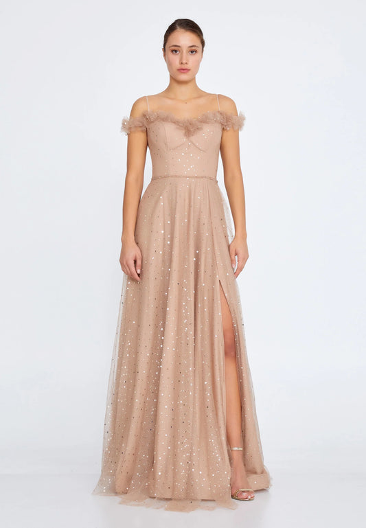 Off Shoulder Maxi Tulle Column Regular Prom Dress Unit Price: €35