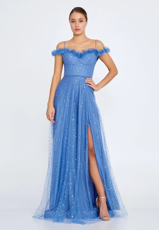 Off Shoulder Maxi Tulle Column Regular Prom Dress Unit Price: €35