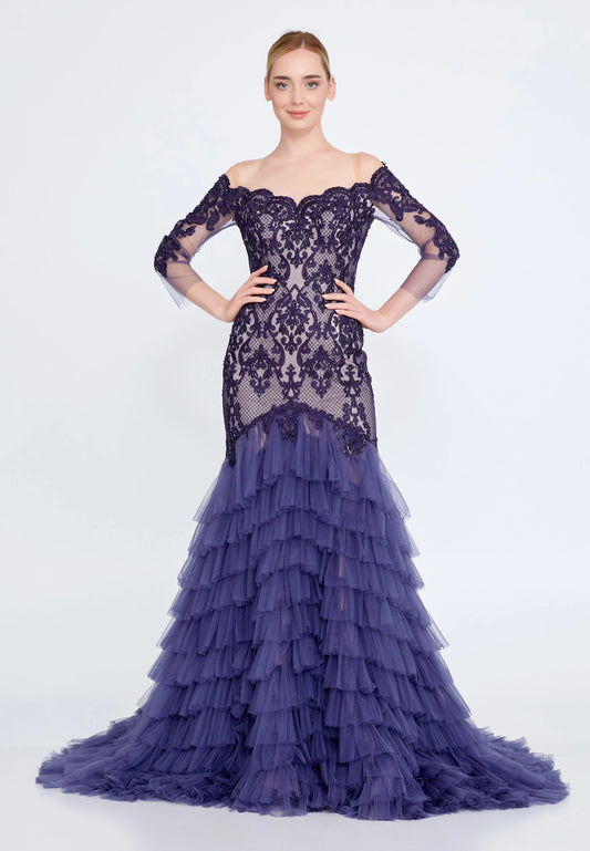 Off Shoulder Maxi Tulle Fit & Flare Regular Prom Dress Unit Price: €66
