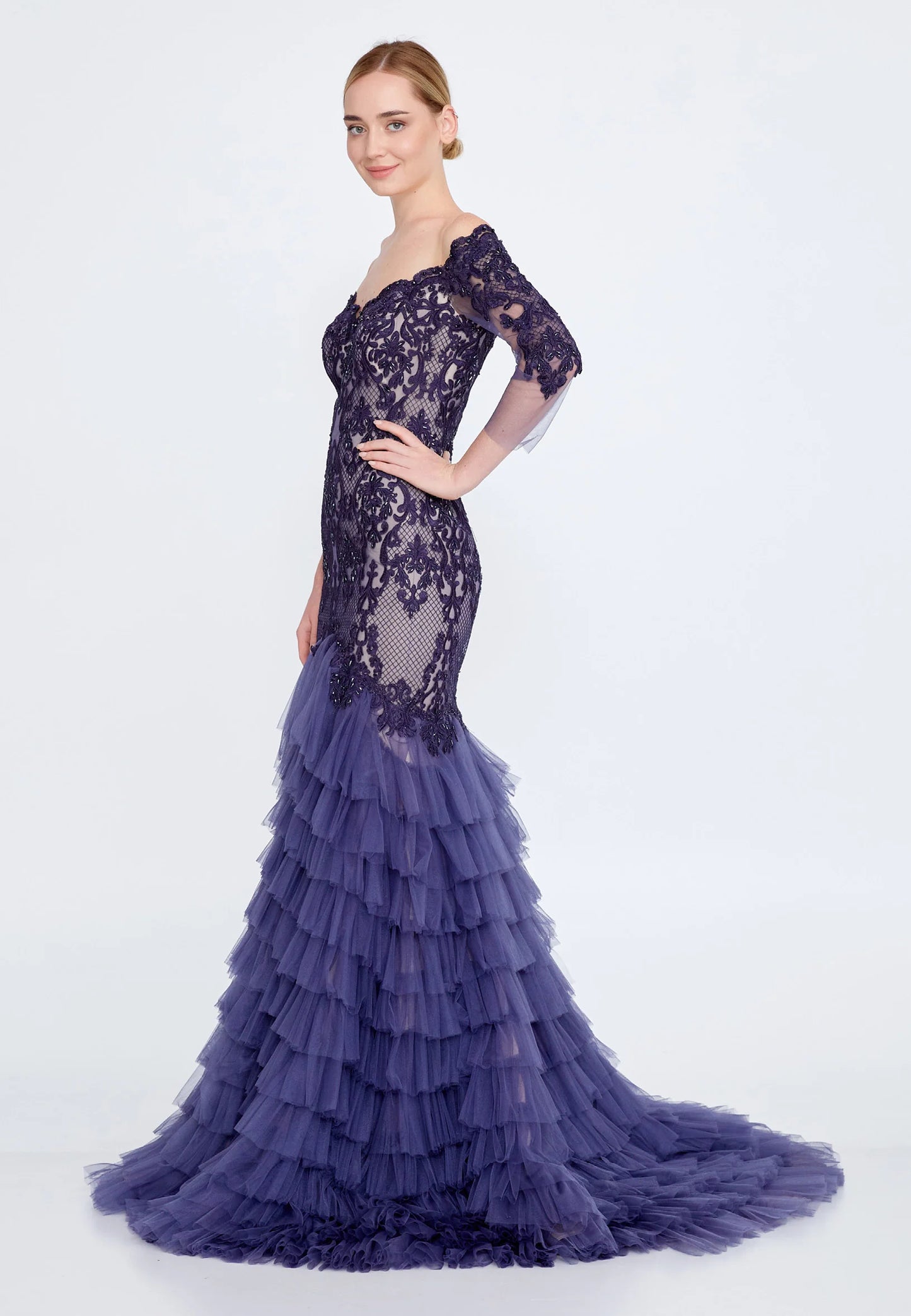 Off Shoulder Maxi Tulle Fit & Flare Regular Prom Dress Unit Price: €66