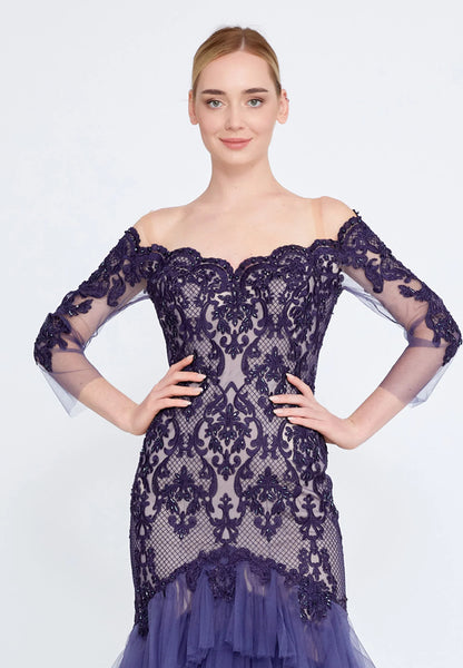 Off Shoulder Maxi Tulle Fit & Flare Regular Prom Dress Unit Price: €66