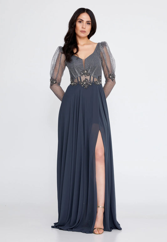 Long Sleeve Maxi Chiffon A - Line Regular Wedding Guest Dress Unit Price: €52