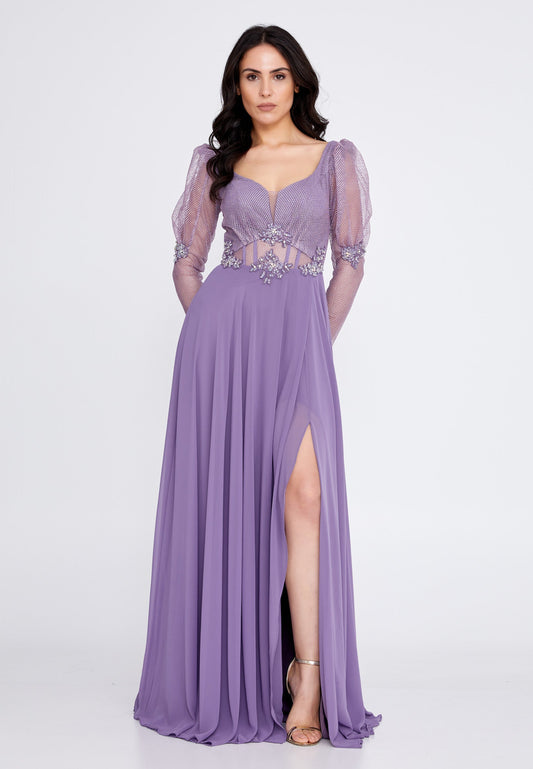 Long Sleeve Maxi Chiffon A - Line Regular Wedding Guest Dress Unit Price: €47