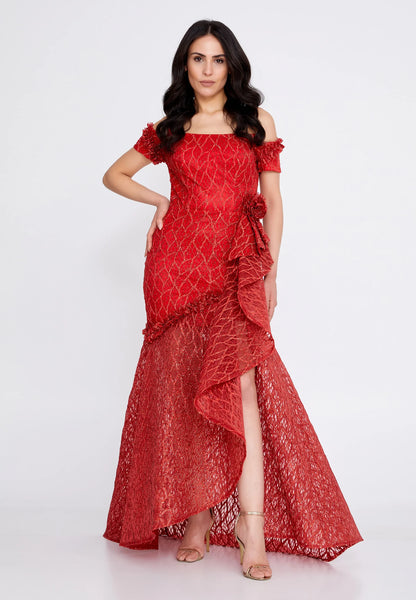 Off Shoulder Maxi Tulle Fit & Flare Regular Prom Dress Unit Price: €48