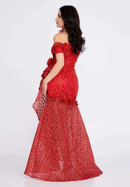 Off Shoulder Maxi Tulle Fit & Flare Regular Prom Dress Unit Price: €48