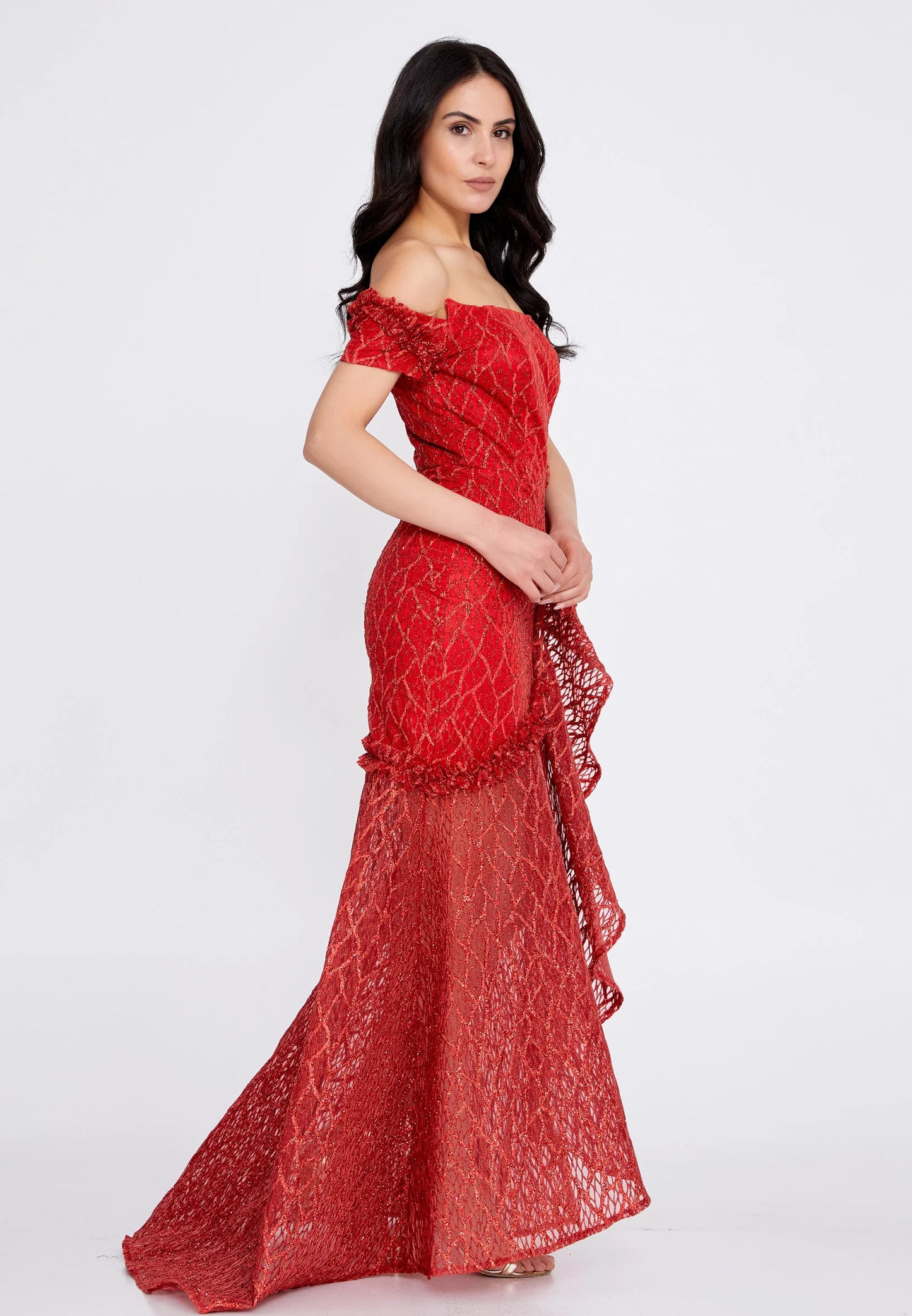 Off Shoulder Maxi Tulle Fit & Flare Regular Prom Dress Unit Price: €48