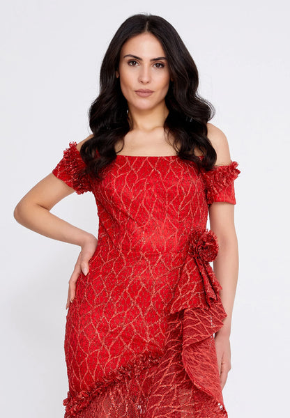 Off Shoulder Maxi Tulle Fit & Flare Regular Prom Dress Unit Price: €48