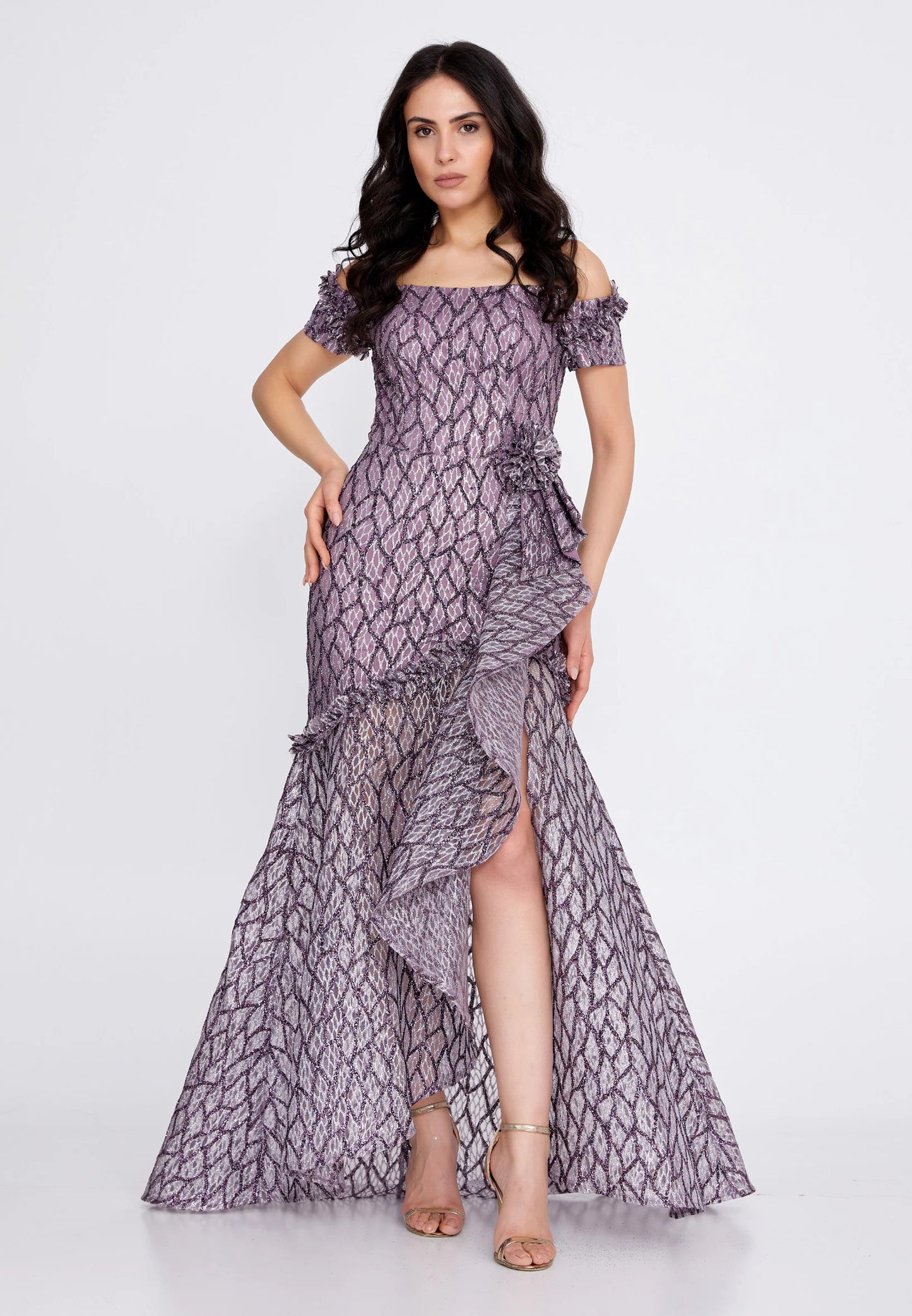 Off Shoulder Maxi Tulle Fit & Flare Regular Prom Dress Unit Price: €48