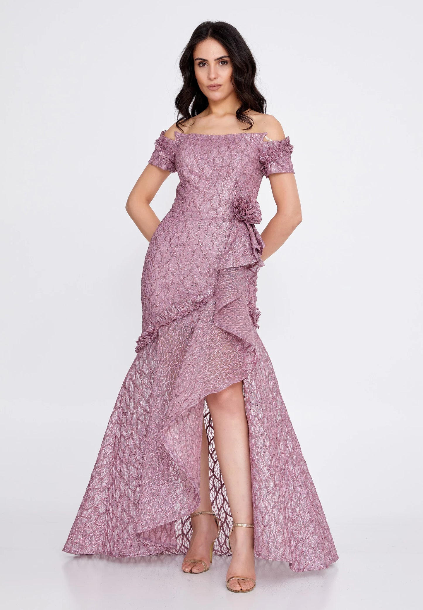 Off Shoulder Maxi Tulle Fit & Flare Regular Prom Dress Unit Price: €48