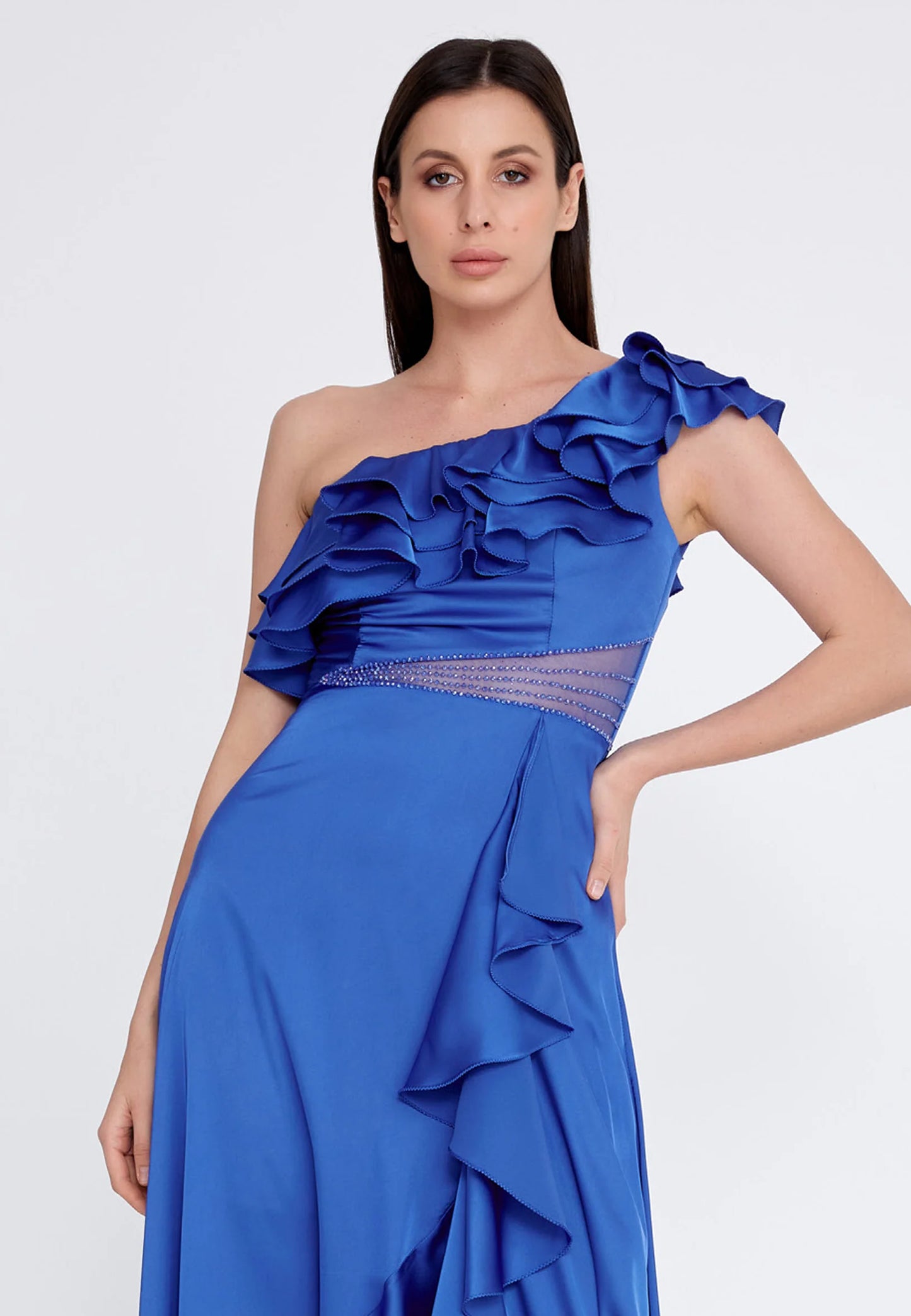 One Shoulder Maxi Satin Column Regular Wedding Guest Dress Unit Price: €44