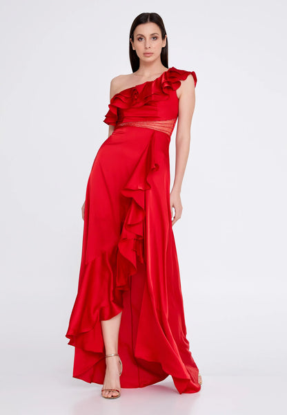 One Shoulder Maxi Satin Column Regular Wedding Guest Dress Unit Price: €44