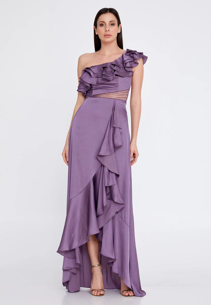 One Shoulder Maxi Satin Column Regular Wedding Guest Dress Unit Price: €44