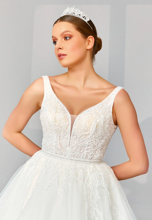 Sleeveless Maxi Tulle Regular Wedding Dress Unit Price: €540