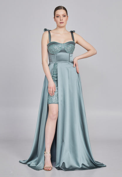 Sleeveless Maxi Satin Column Regular Wedding Guest Dress Unit Price: €48