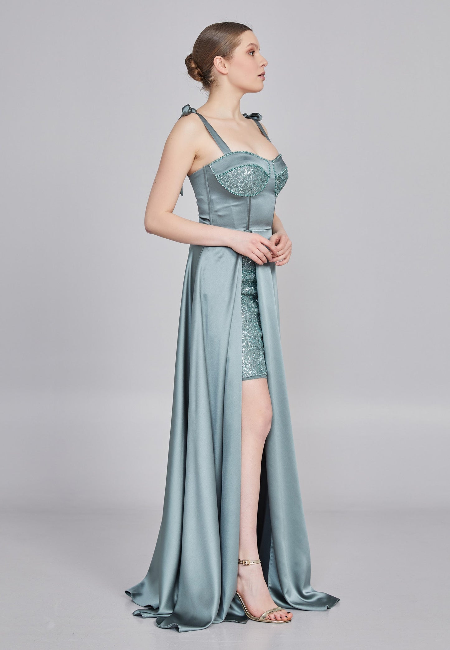 Sleeveless Maxi Satin Column Regular Wedding Guest Dress Unit Price: €48