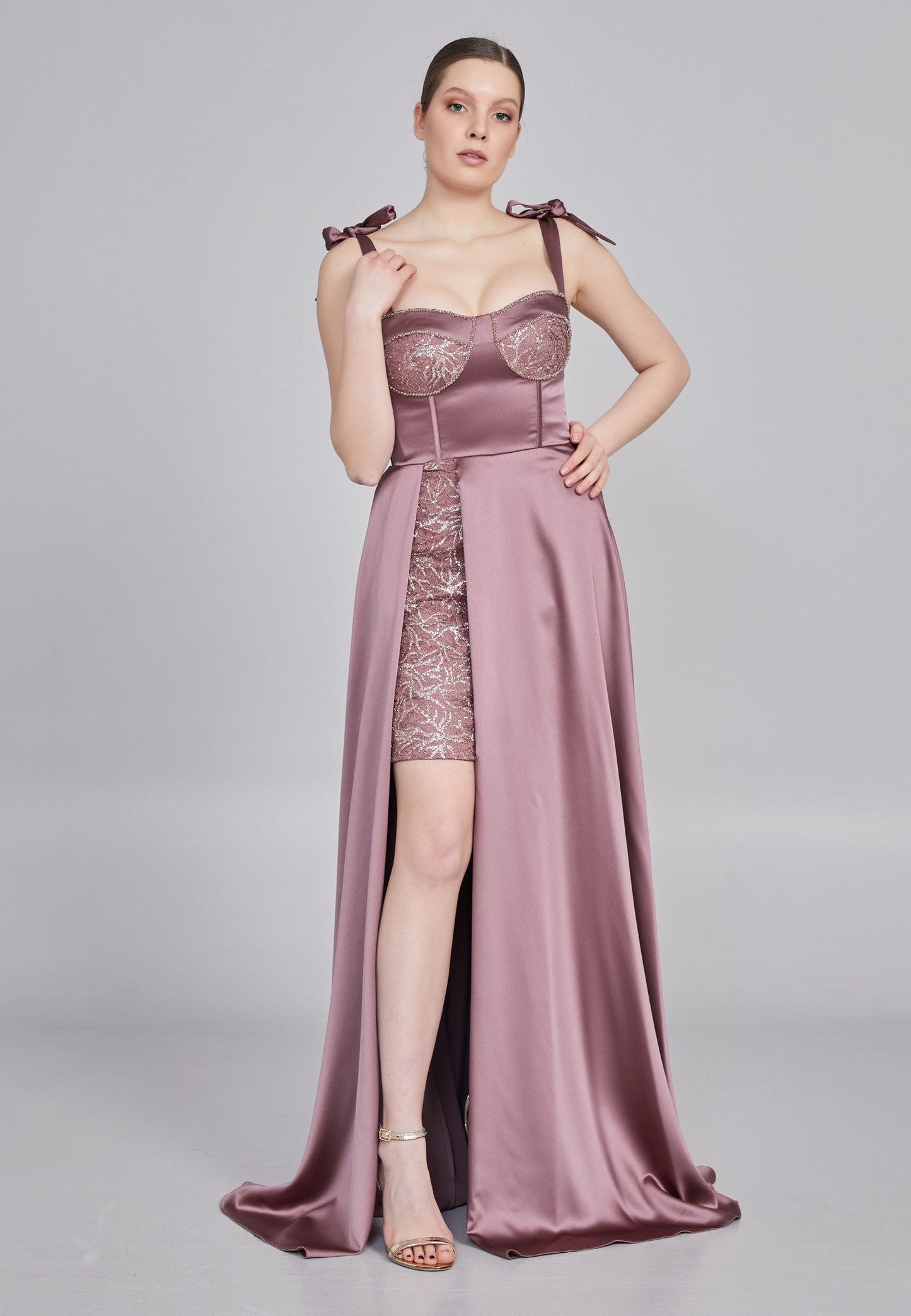Sleeveless Maxi Satin Column Regular Wedding Guest Dress Unit Price: €48