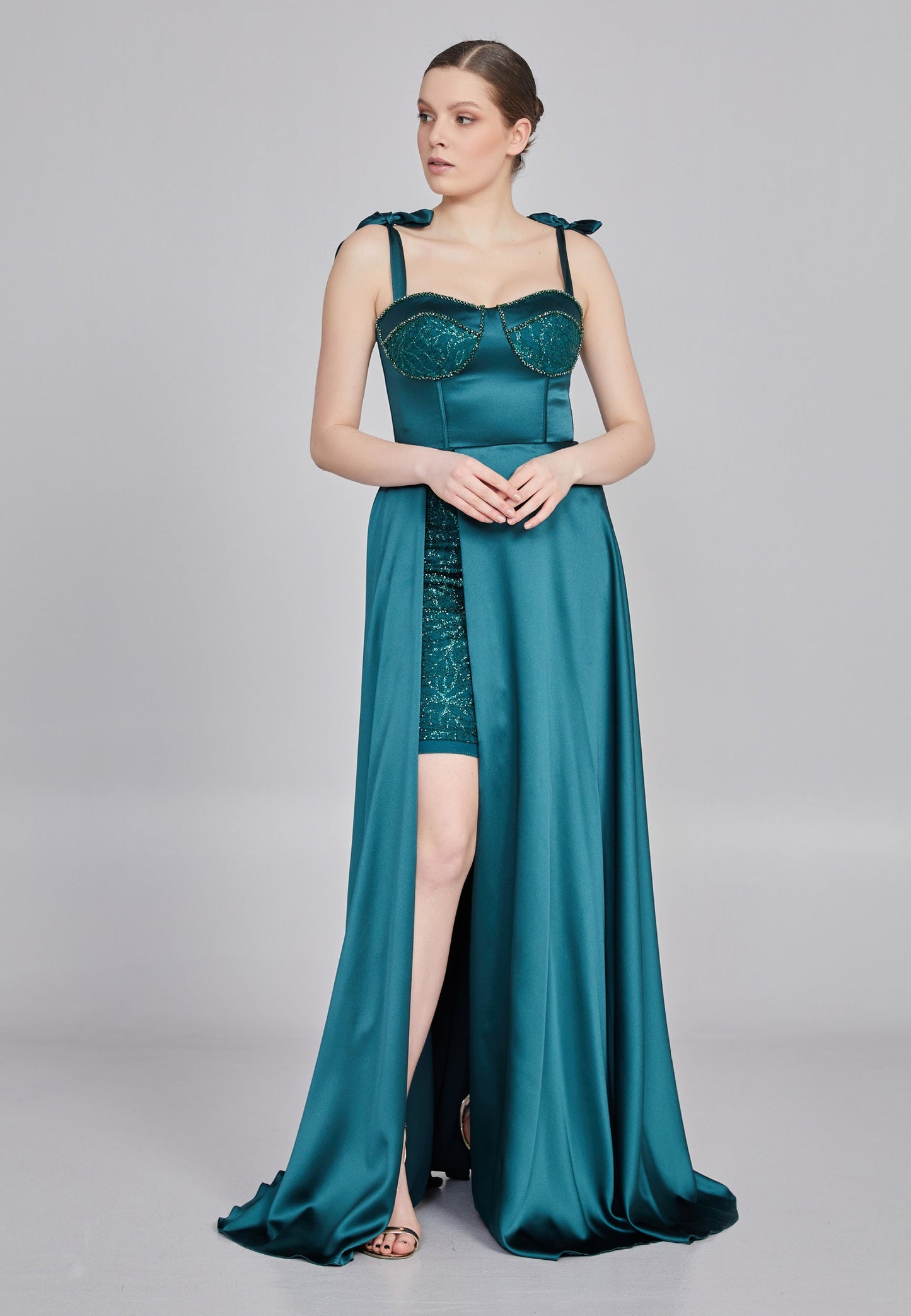 Sleeveless Maxi Satin Column Regular Wedding Guest Dress Unit Price: €48