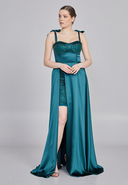Sleeveless Maxi Satin Column Regular Wedding Guest Dress Unit Price: €48