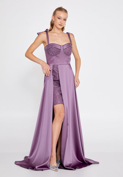 Sleeveless Maxi Satin Column Regular Wedding Guest Dress Unit Price: €48