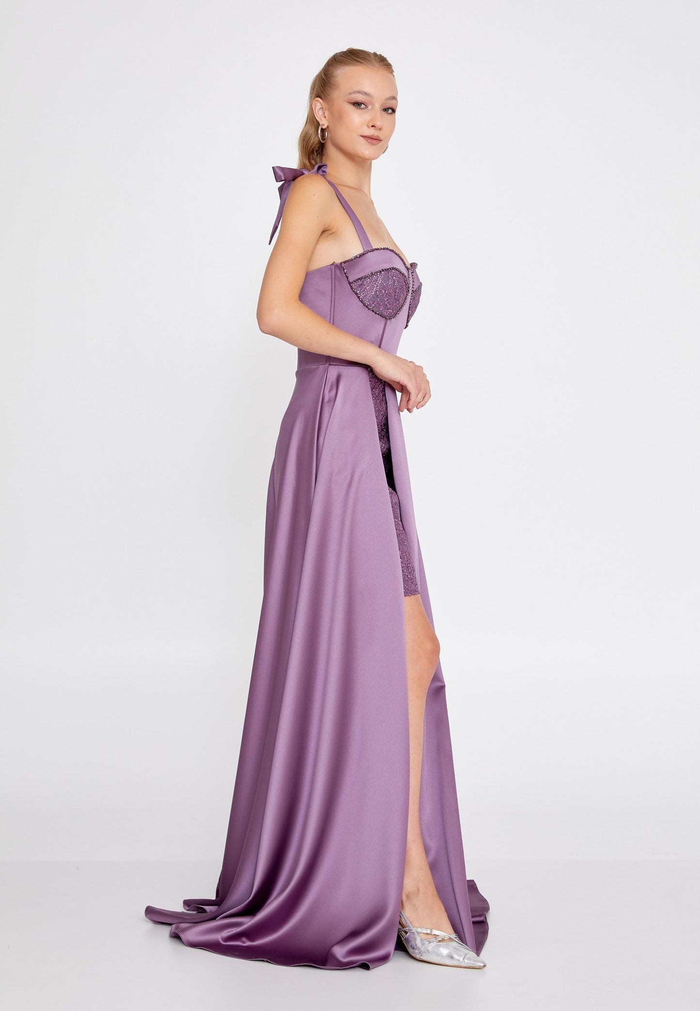 Sleeveless Maxi Satin Column Regular Wedding Guest Dress Unit Price: €48