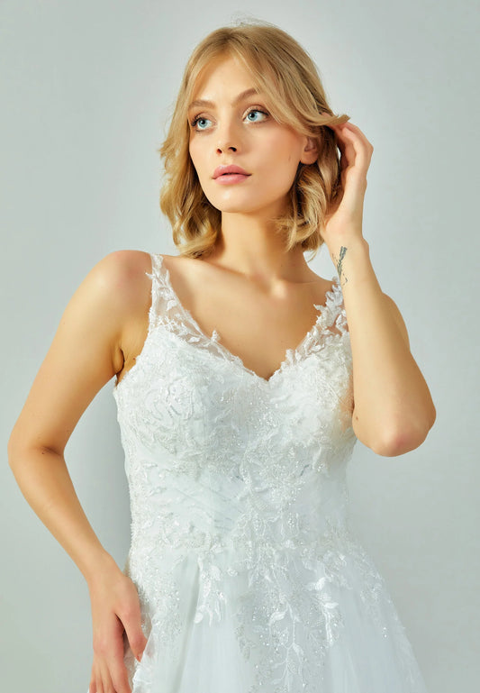 Sleeveless Maxi Tulle Regular Wedding Dress Unit Price: €250