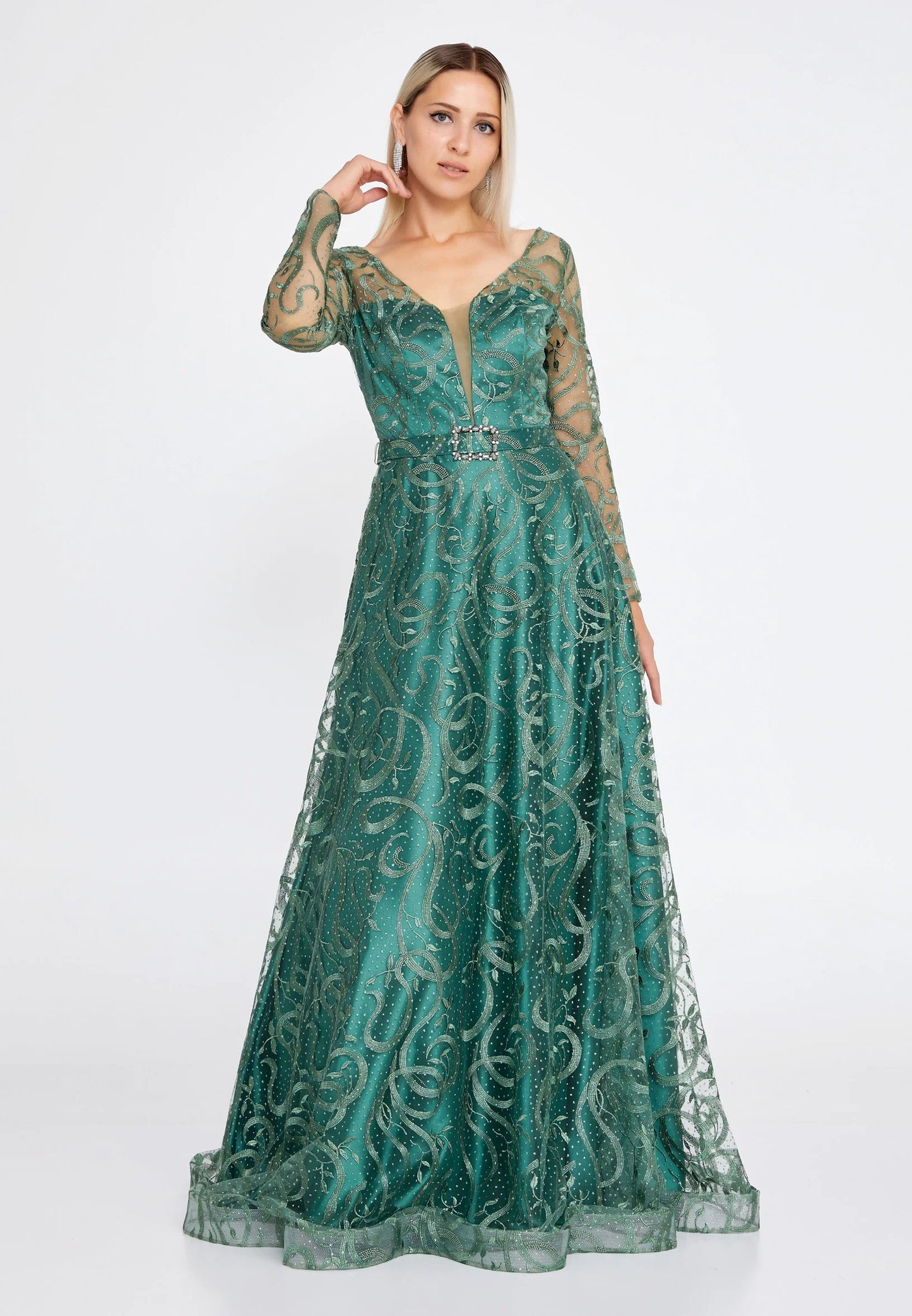 Long Sleeve Maxi Tulle Mermaid Regular Prom Dress Unit Price: €68