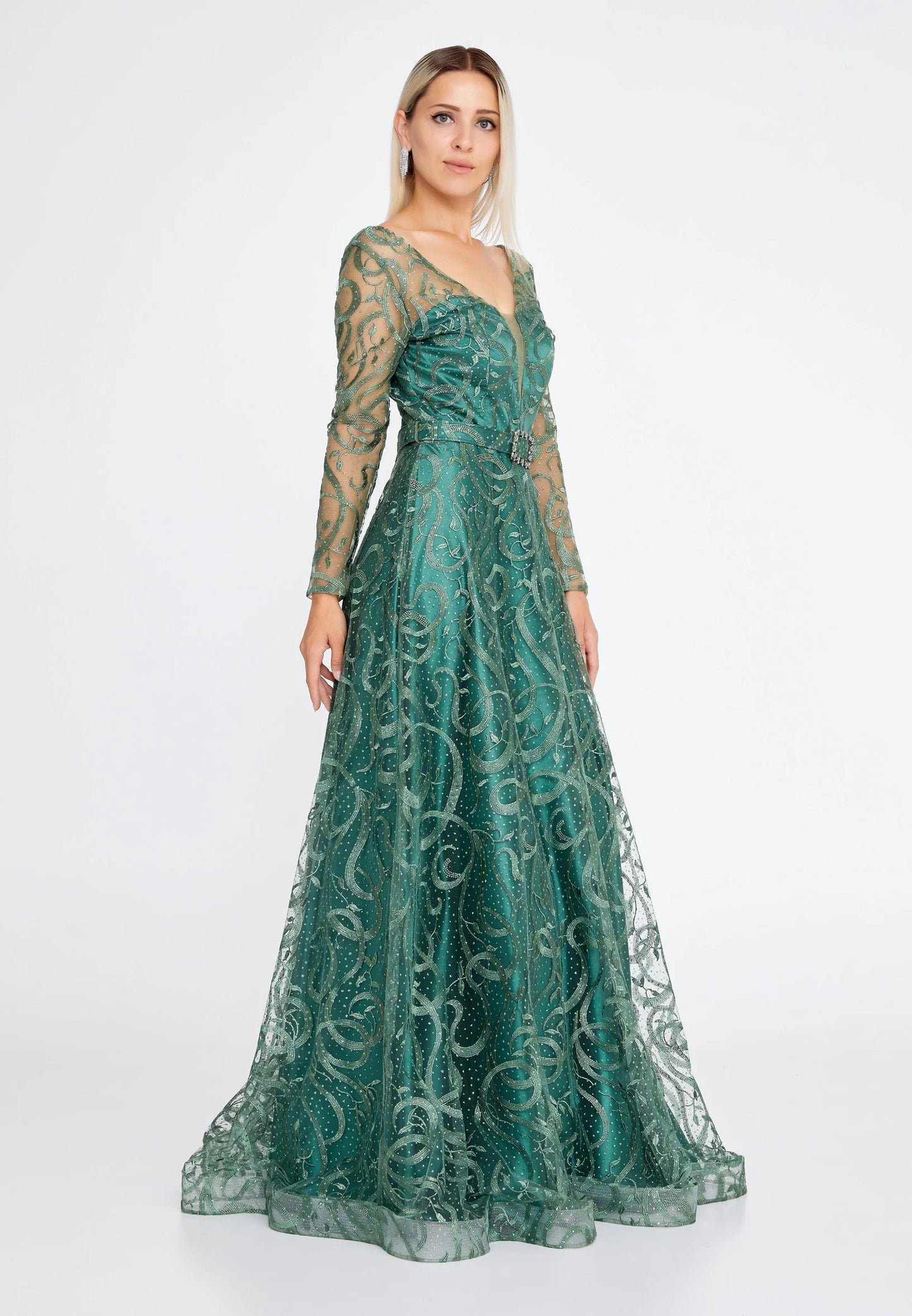 Long Sleeve Maxi Tulle Mermaid Regular Prom Dress Unit Price: €68