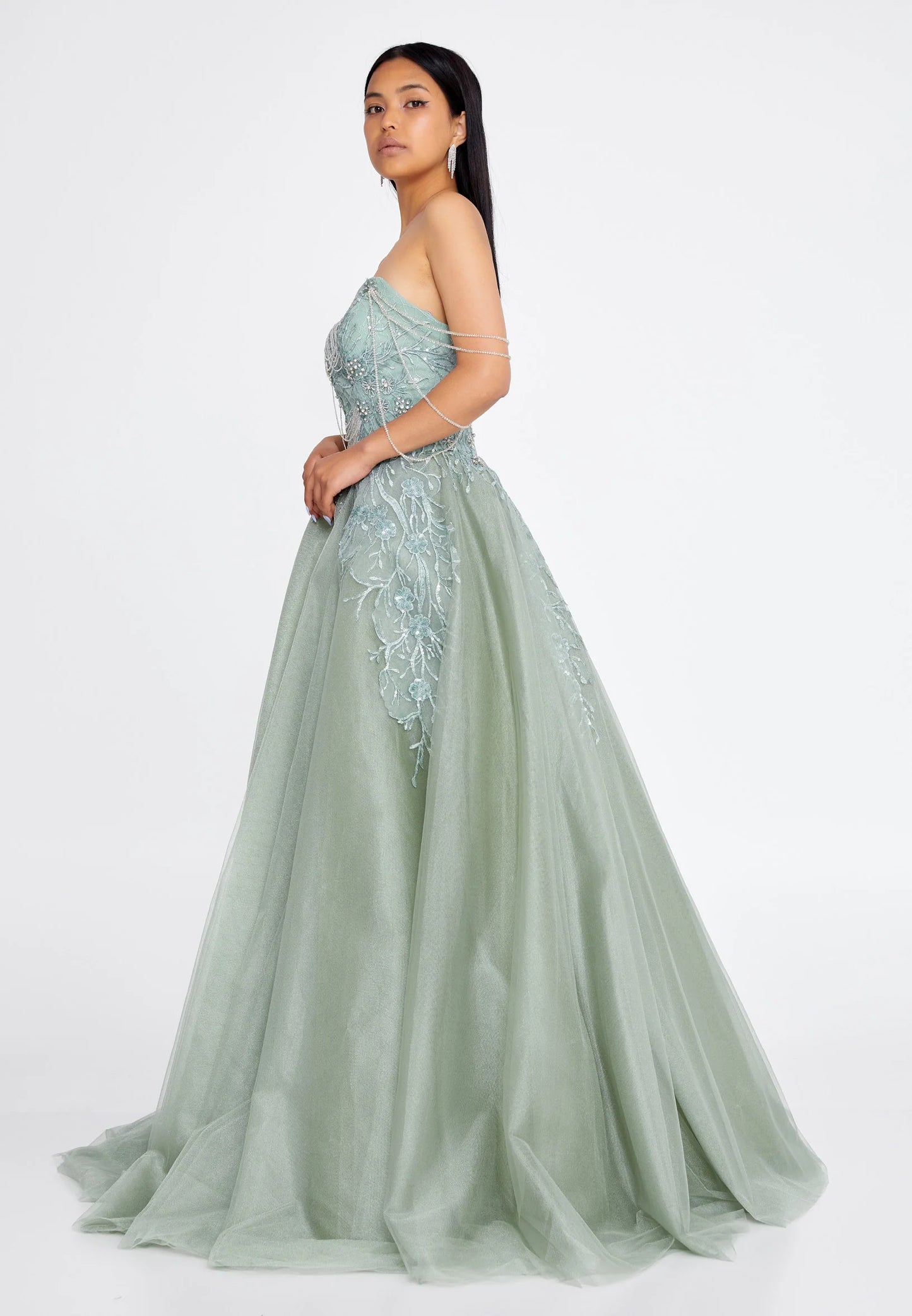 Off Shoulder Maxi Tulle A - Line Regular Prom Dress Unit Price: €75.00
